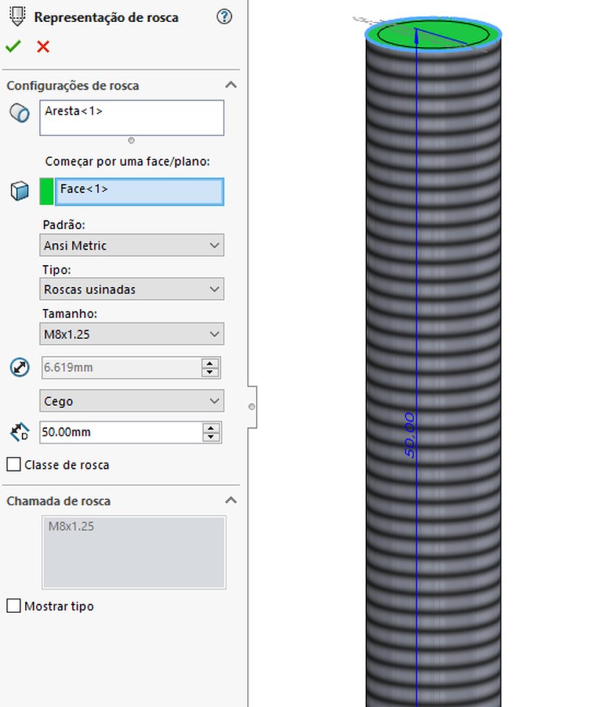 como fazer rosca cosmética no solidworks