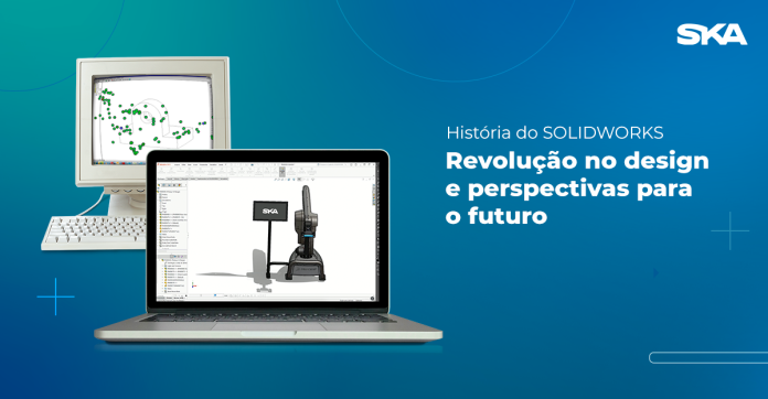 arte gráfica sobre a história do solidworks cad 3d