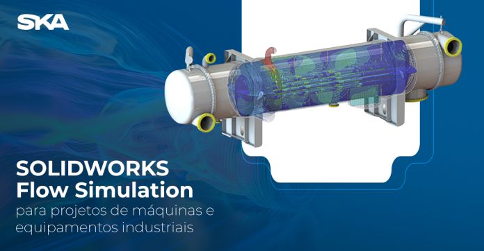 arte gráfica de uma simulação cfd de um equipamento industrial