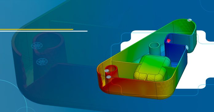 arte gráfica representando a simulação do processo de injeção plástica no SOLIDWORKS Plastics